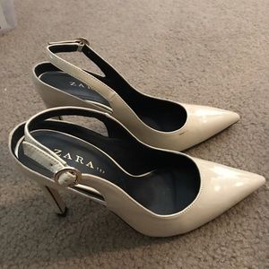 Zara Cream Patent Leather Slingbacks